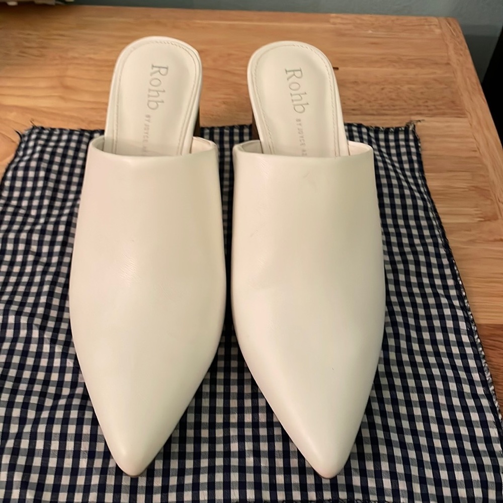 white ROHB mules size 9.5